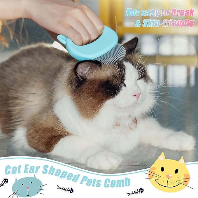 Cat Comb Pet Cat Short &amp; Long Hair Removal Massaging Shell Comb Soft Deshedding Brush Grooming and Shedding Matted Fur Remover Massage Dematting Tool for Dog Puppy Rabbit Bunny (3 Piece)