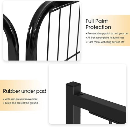BestPet Dog Playpen Indoor 24 inch 32 Panels Metal Dog Pen Pet Dog Fence Outdoor Exercise Pen with Doors,Pet Puppy Playpen for RV Camping Yard, Black