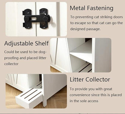 Cat Litter Robot Enclosure,for Placing Litter Robot 3/4,Power Outlet and Dog-Proof Shelf for Litter Robot Cabinet,Litter Collector for Automatic Litter Box Enclosure,Cloud White