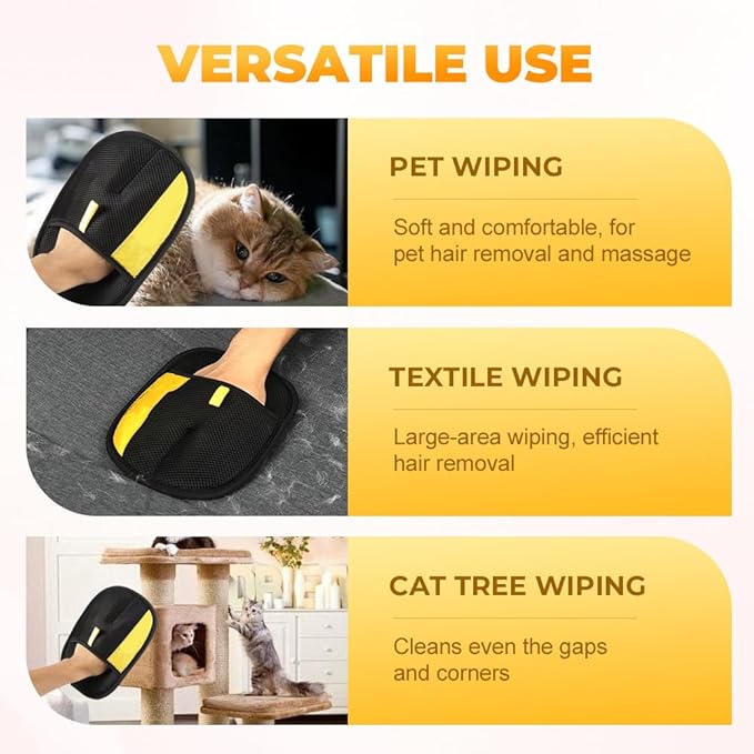 Pet Hair Removal Glove for Cats &amp; Dogs, 2025 New Pet Hair Remover Electrostatic Gloves Pet Hair Remover Glove for Couch, Furniture, Carpet, Curtain, Washable Reusable Animal Fur Removal Tool (3PCS)