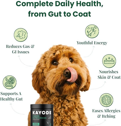 Canine NutriGreens - Natural Dog Vitamins &amp; Probiotics for Dogs. No Messy Powder. Includes Spirulina, Kelp &amp; Antioxidant Berry Mix. 6-in-1 Dog Supplements &amp; Vitamins Chews. Super Greens for Dogs.