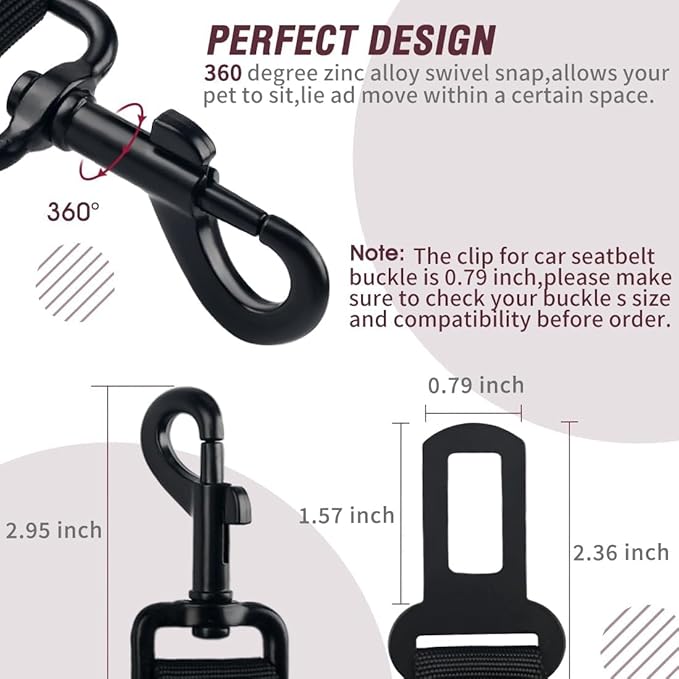 COOYOO Dog Seat Belt,Retractable Dog Car Harness Seat Belt for Car Adjustable Nylon Pet Safety Seat Belts Heavy Duty &amp; Elastic Bungee Buffer