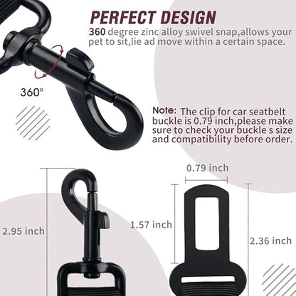 COOYOO Dog Seat Belt,Retractable Dog Car Harness Seat Belt for Car Adjustable Nylon Pet Safety Seat Belts Heavy Duty &amp; Elastic Bungee Buffer