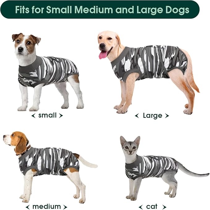 Kuoser Recovery Suit for Dogs Cats After Surgery, Professional Pet Recovery Shirt Dog Abdominal Wounds Bandages, Substitute E-Collar &amp; Cone,Prevent Licking Dog Onesies Pet Surgery Recovery Suit