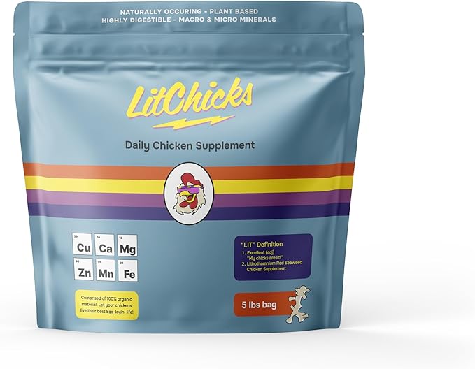 LitChicks’ Calcified Seaweed for Laying Chickens - Crushed Oyster Shell Alternative - Highly Digestible - Single Ingredient - Helps with Egg Laying &amp; Flock Health. (5lbs)