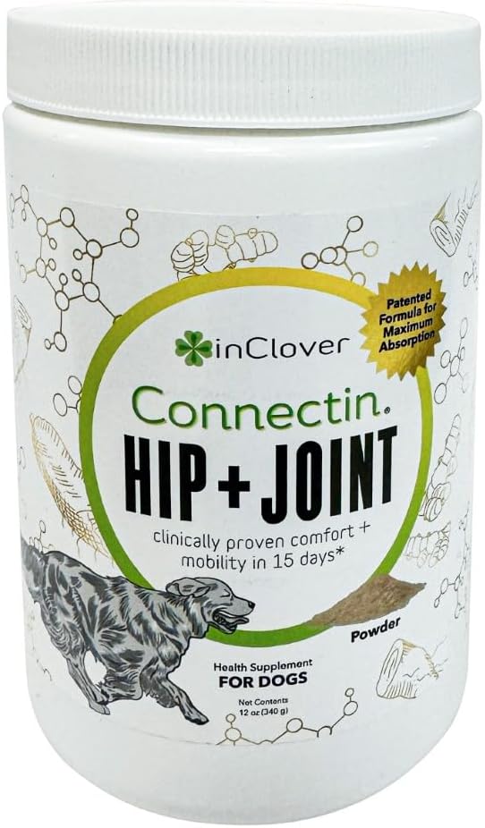 InClover Connectin Natural Hip &amp; Joint Supplement for Dogs with Glucosamine, Chondroitin &amp; Hyaluronic Acid - Powder for Dog Mobility, Comfort &amp; Active Lifestyle Support, 12oz