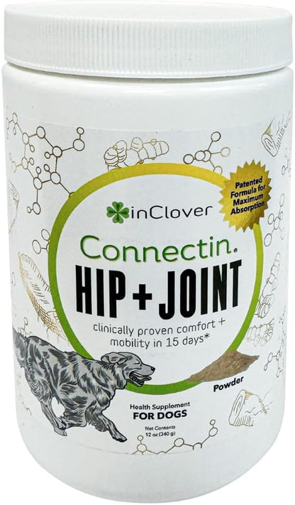 InClover Connectin Natural Hip &amp; Joint Supplement for Dogs with Glucosamine, Chondroitin &amp; Hyaluronic Acid - Powder for Dog Mobility, Comfort &amp; Active Lifestyle Support, 12oz