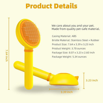 Cat Brush for Shedding, Self-Cleaning Slicker Brush for Indoor Cats, Gently Remove Loose Fur, Pet Grooming Massage Deshedding Tool, Suits Long &amp; Short Haried Cats and Dogs