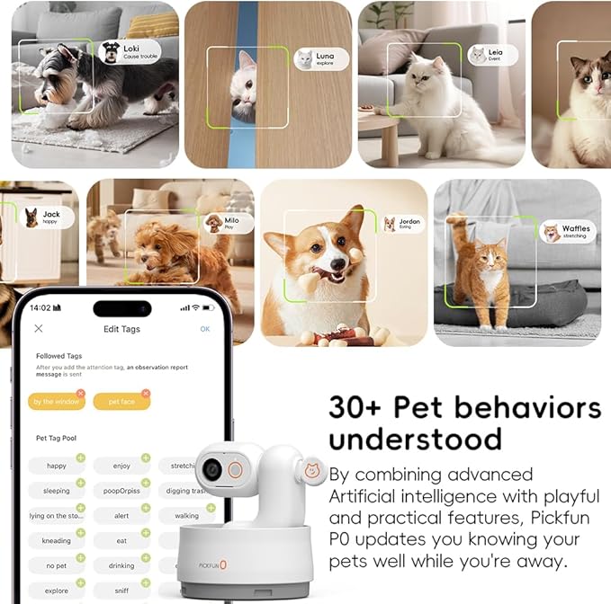 AI Dog Camera, Smart Security Camera Indoor with Phone App [Pet Recognition, Daily Activity Analysis &amp; Motion Tracking] Cat Cam 5MP HD, 360° View, 2-Way Audio, Night Vision, 5G WiFi