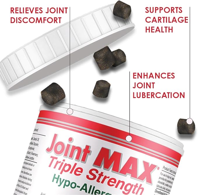Triple Strength Hypo-Allergenic Soft Chews for Dogs - Hip and Joint Support Supplement with Glucosamine, Chondroitin, &amp; MSM - Made in The USA - 120 Soft Chews