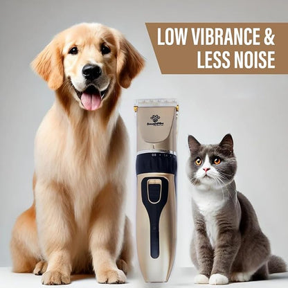 Grooming Kit for Dogs at Home - Rechargeable Low Noise Cat and Dog Shavers &amp; Clippers for Grooming Thick Hair - Cordless Grooming Clippers Includes Pet Hair Clippers, Nail Trimmer, Shears &amp; Bath Brush