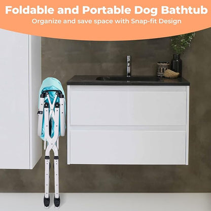 Elevated Portable Dog Bathtub, 5 Height Adjustable Dog Washing Station for Pet Shower and Grooming Foldable Bathing Tub with Storage &amp; Anti-Slip Design for Small Large Dogs Cats