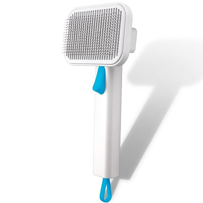 Self Cleaning Slicker Dog Cat Brush for Shedding - Deshedding Tool with Max Massage Tips, Grooming Brush for Short Medium Haired Cats &amp; Dogs (Blue)