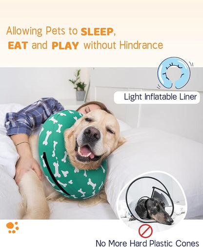 Supet Inflatable Dog Cone Collar Alternative After Surgery, Doggie Neck Donut Collar Recovery ECollar for Post Surgery, Soft Dog Cone for Small Medium Puppies Cats