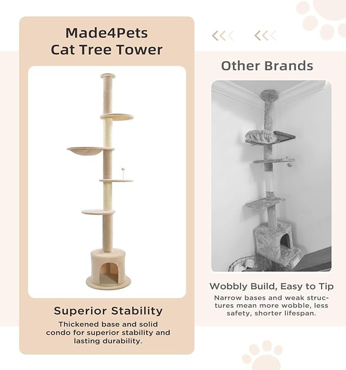 Made4Pets Floor to Ceiling Cat Tree 93-106&