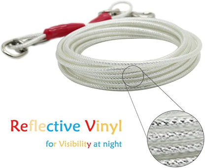 Petest 25ft Reflective Tie-Out Cable for Super Dogs Up to 250 Pounds