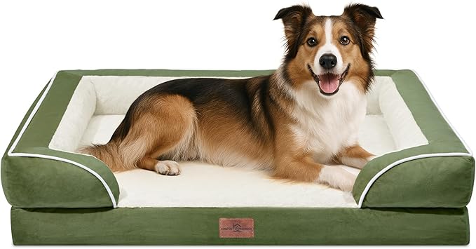 Comfort Expression Large Dog Beds Waterproof Orthopedic Foam Dog Sofa Beds Comfy Pet Bed with Washable Removable Cover &amp; Non-Slip Bottom(Large,Light Green)