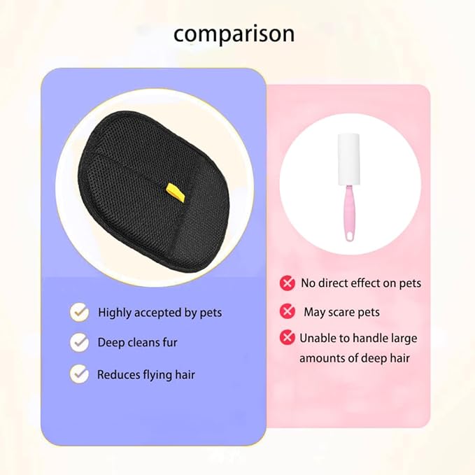 3pcs Reusable Electrostatic Pet Hair Remover Glove - Cat &amp; Dog Grooming Gloves for Deshedding, Washable Hair Removal Tool for Furniture, Carpet, Clothes