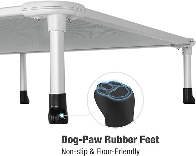 Veehoo Chew Proof Elevated Dog Bed - Cooling Raised Pet Cot - Silver Aluminum Frame and Durable Textilene Mesh Fabric, Unique Designed No-Slip Feet for Indoor or Outdoor Use, Grey, XX-Large, CWC2003