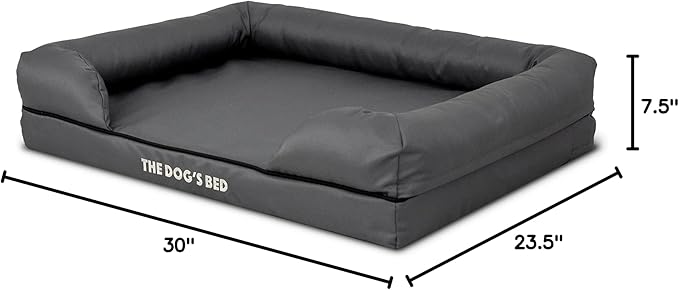 The Dog’s Bed Medium Oxford Grey 30x23.5, Memory Foam, Pain Relief: Arthritis, Hip &amp; Elbow Dysplasia, Post Surgery, Lameness, Supportive, Calming, Waterproof Washable Cover, Veterinary Approved