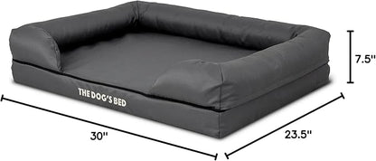 The Dog’s Bed Medium Oxford Grey 30x23.5, Memory Foam, Pain Relief: Arthritis, Hip &amp; Elbow Dysplasia, Post Surgery, Lameness, Supportive, Calming, Waterproof Washable Cover, Veterinary Approved