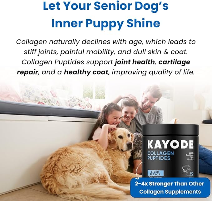 Collagen Puptides - Collagen for Dogs | Premium Dog Joint Supplement | 2X The Amount As Liquid Droppers | Great for Senior &amp; Adult Dogs. Includes Omega 3.