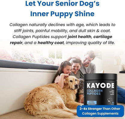 Collagen Puptides - Collagen for Dogs | Premium Dog Joint Supplement | 2X The Amount As Liquid Droppers | Great for Senior &amp; Adult Dogs. Includes Omega 3.