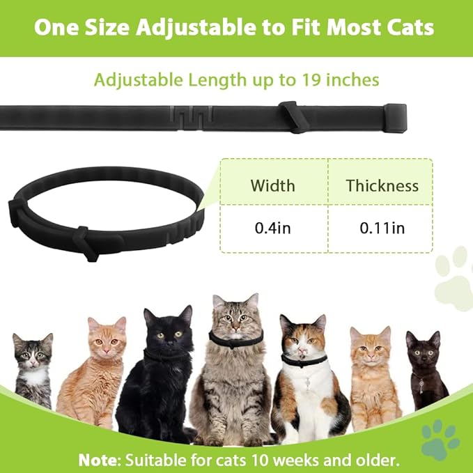 4 Pack Flea and Tick Collar for Cats, Natural Plant Oil Formula Cat Flea Collar Provides 32-Month Protection for Flea Tick Prevention, Waterproof &amp; Adjustable Cat Flea Treatment for Most Cats
