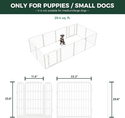 FXW Homeplus Unleashed Indoor Dog Playpen - Stress-Free and Safe Play, Heavy Duty 24 Inch 12 Wire Panels Dog Pen for Puppy and Small Dogs, White│Patented