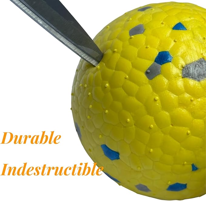 Tough Dog Toys for Aggressive Chewers &amp; Teething Puppies, Bouncy Balls for Medium Dogs, Durable Pet Toys, Floating Dog Balls for Water Play (Yellow-Blue-Gray)