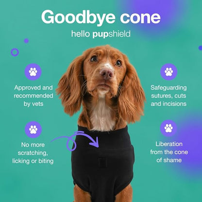 PupShield - Dog Surgery Recovery Suit Male and Female - All Dog Sizes - Easy to Use Anti Licking Design Breathable Comfortable - Spay &amp; Neuter Recovery Suit - Surgical Onesie - Cone Alternative