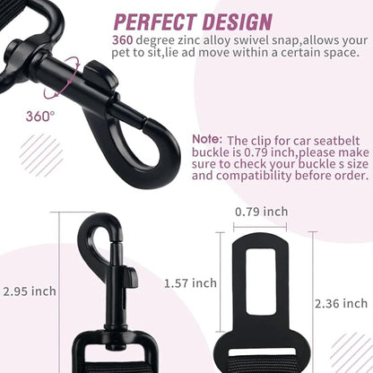 COOYOO Dog Seat Belt,Retractable Dog Car Harness Seat Belt for Car Adjustable Nylon Pet Safety Seat Belts Heavy Duty &amp; Elastic Bungee Buffer
