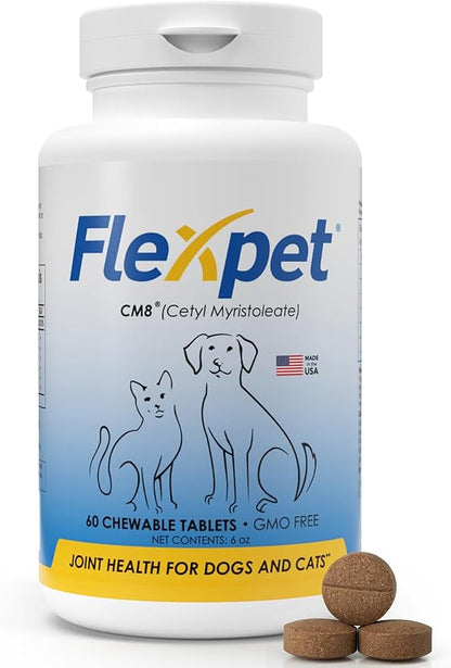 Hip &amp; Joint Supplement for Dogs &amp; Cats with Cetyl Myristoleate, Glucosamine, Collagen, MSM - Advanced Joint Support for Mobility, Senior Pets, Small &amp; Large Breeds - 60 Chews (Pork Liver)