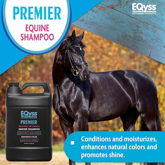 EQyss Premier Equine Horse Shampoo - Conditions and Moisturizes Coat, Enhances Color, Promotes Shine - Safe for All Horses &amp; Pets, pH Balanced, USA Made