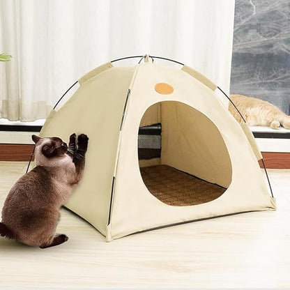 BreezyDen Pop-Up Pet Tent – Portable Indoor/Outdoor Cat Tent, Waterproof Pet Hideaway for Cats &amp; Small Dogs with Mesh Window, Anti-Slip Base &amp; Washable Design (Dark Gray, XL (20 catties Kitten))