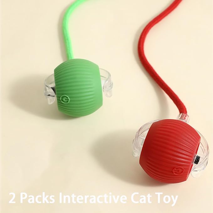 2 Packs Interactive Cat Toy Ball for Indoor Cats - 3-Speed Smart Rolling Ball with Flashing Lights, USB Rechargeable Automatic Motion Kitten Toys for Bored Adult Cats &amp; Playful Kittens