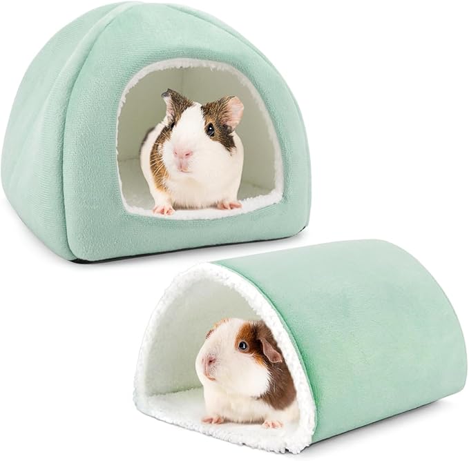 Guinea Pig Hideout and Tunnel Set, Soft Plush Bed &amp; Play Tunnel for Guinea Pigs, Rabbits, Ferrets, Small Animals - Washable Accessories for Resting, Hiding, Exercising