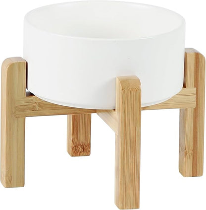 Ceramic Raised Dog and Cat Bowl Set, 2 Heights Elevated Stand, Food and Water Bowl for Small Breed Dogs, Weighted Dog Dishes, Pet Bowl(6.1&