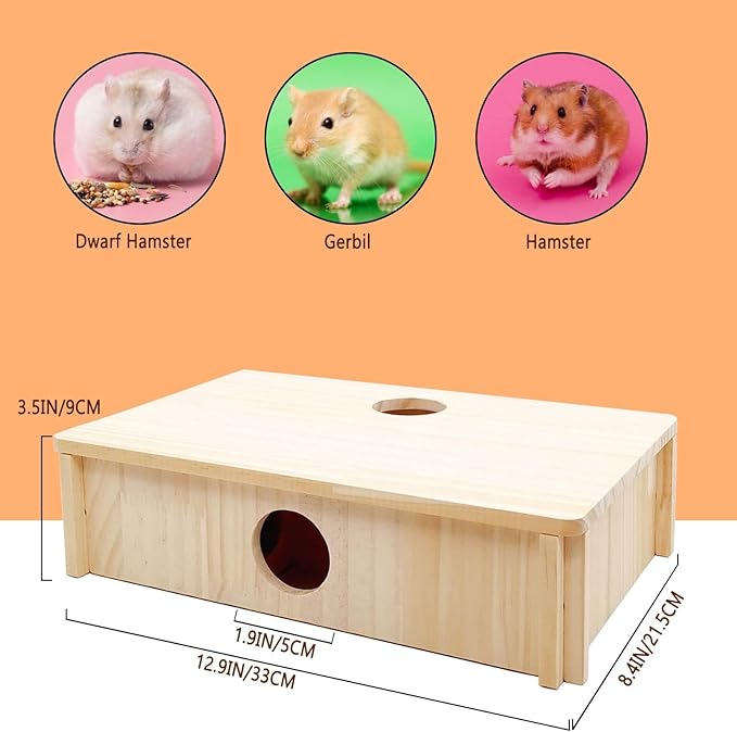 kathson Multi-Chamber Hamster Maze House,Wooden Syrian Hamster Maze Hideout,Small Pets Habitats Decor,6-Room Hideouts &amp; Tunnel Exploring Toys for Dwarf Hamsters,Gerbils,Mice,Lemmings,Mouse