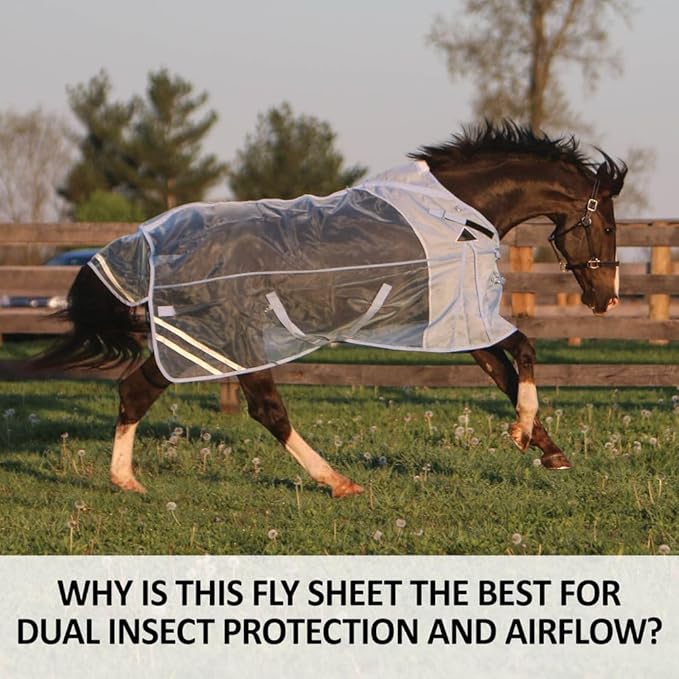 Schneiders Mosquito Mesh II Adjusta-Fit Horse Fly Sheets | Insect &amp; UV Protection for Horses | Durable 350D Mesh | Reflective Safety Stripes