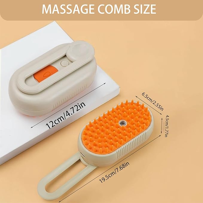 cat steam brush for shedding -4 in 1 Rechargeable Steam Brush for Cats and Dogs, Anti-static, Massage, Cleaning, Shedding &amp; Combing All In One! grooming tool for cats and dogs（Brown）