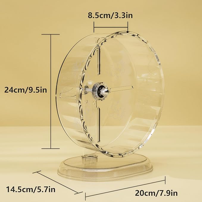 Silent Hamster Wheel – 9.5 Inch Syrian Hamster Running Wheel, Anti-Skid &amp; Height Adjustable, Easy to Clean (9.5inch)