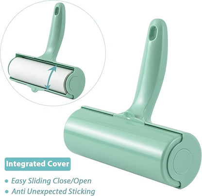 Large Lint Roller with Refills for Pet Hair Removal Extra Sticky 6.3 inch Wide Surface Lint Roller with Cover for Clothes Couch Furniture (Total 5 Sticky Rolls)