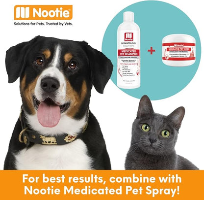 Nootie Medicated Dog Wipes - Antifungal Wipes - Antibacterial Wipes - Antimicrobial Wipes for Dogs 2% Chlorhexidine Wipes with 2% Micronazole for Best Results with Cats and Dogs Problems 60 pads - USA, White