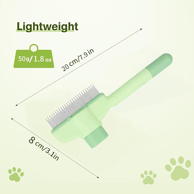 2PCS Self CleaningPetComb Grooming Brush,PetComb for Dogs &amp; Cats, Brush for Cats, Cat dog comb Pet Grooming for Massaging and Cleaning Shedding Hair (Green+Yellow)