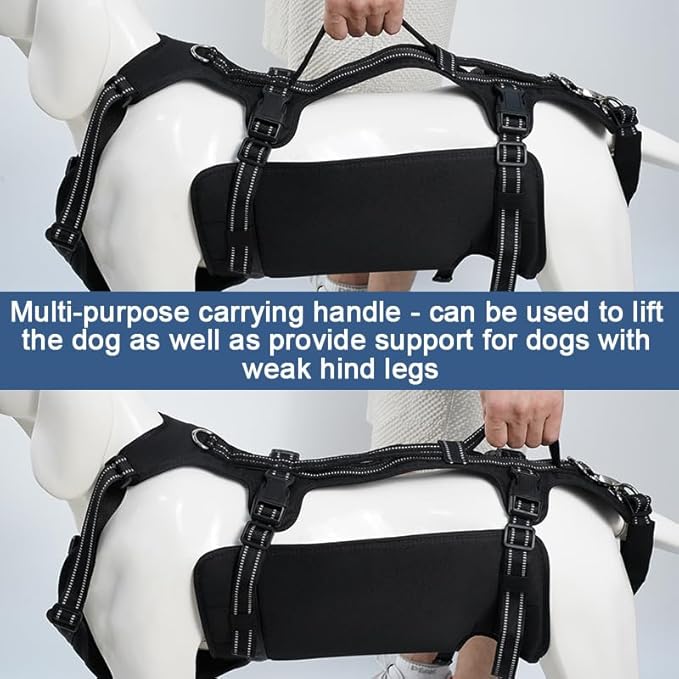 Coodeo Dog Lift Harness, Support &amp; Recovery Sling, Pet Rehabilitation Lifts Vest Adjustable Breathable Straps for Old, Disabled, Joint Injuries, Arthritis, Paralysis Dogs Walk (Black,XL)
