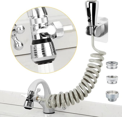 CECEFIN Kitchen Sink Sprayer Hose Attachment for Faucet, Kitchen Faucet Head Replacement w/ 79" Recoil Hose and Holder, Pressurized Water Saving Aerator &amp; Diverter Valve, Faucet Sprayer Attachment Set