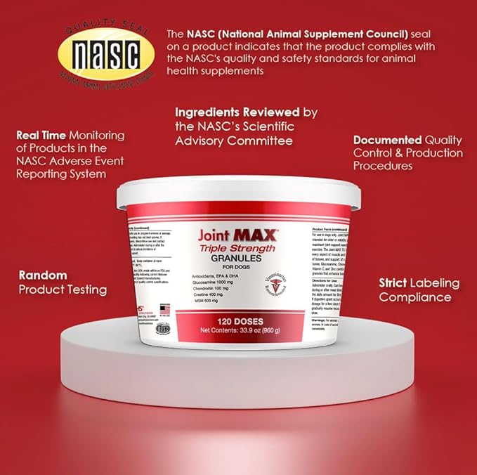 TS Joint Supplement Vet Formulated Pain &amp; Inflammation Relief Treats Hip Dysplasia &amp; Arthritis, Glucosamine, Chondroitin, Turmeric, MSM, HA, Creatine, Omega 3 EPA + DHA. Granules 120 Doses