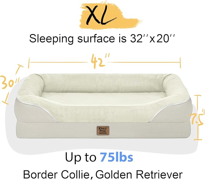 Orthopedic Removable Large Dog Bed -XL Large Dog Beds with Washable Cover and Removable Bolsters Non-Slip Bottom &amp; Waterproof Pet Bed Sofa for Big Size Dogs