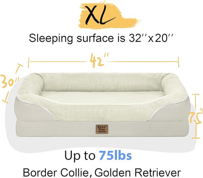Orthopedic Removable Large Dog Bed -XL Large Dog Beds with Washable Cover and Removable Bolsters Non-Slip Bottom &amp; Waterproof Pet Bed Sofa for Big Size Dogs